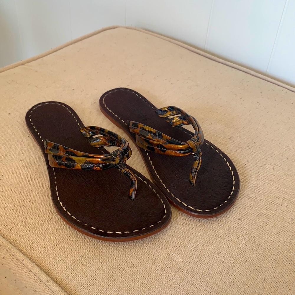 Bernardo Cheetah Patent Leather Pony Hair Sandal